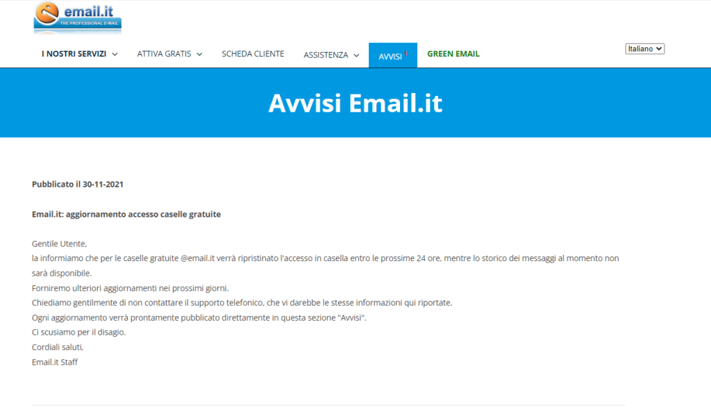 Avis Email.it - ​​​​www.email.it