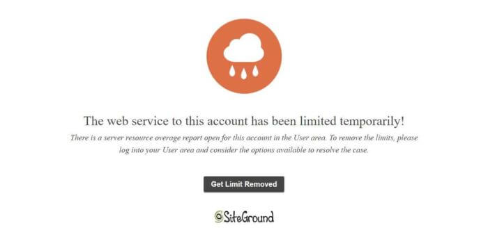 SiteGround Limiti sospeso