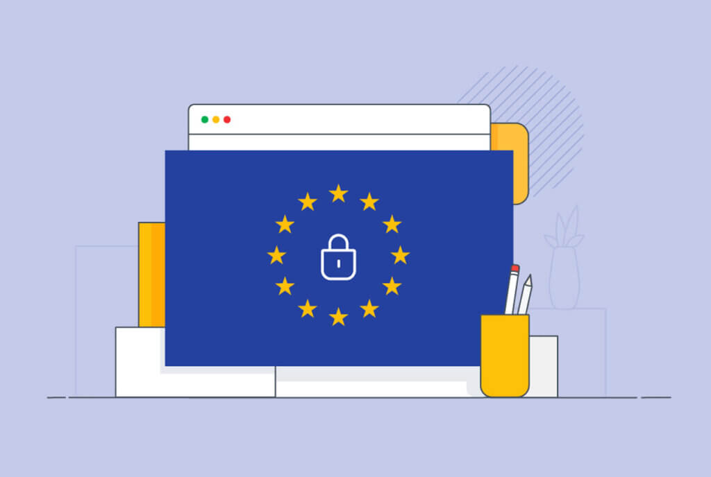 Hosting GDPR Bandiera europea con lucchetto