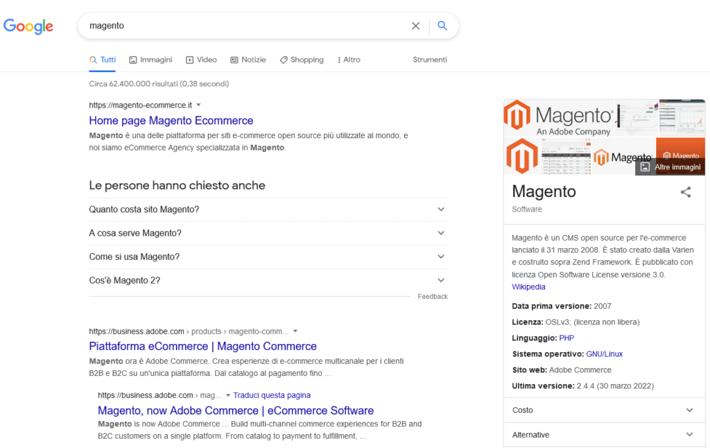 Recherche Google Magento