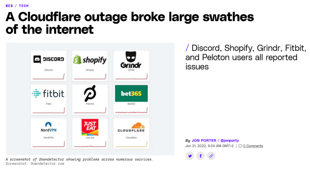 Une panne de Cloudflare a cassé de larges pans d'Internet