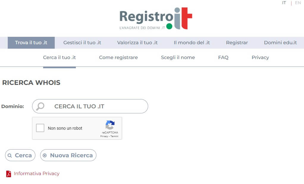 Registro.it NIC WHOIS