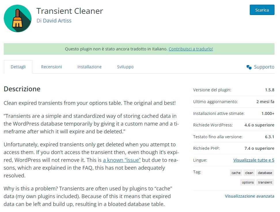Plugin WordPress de nettoyage transitoire