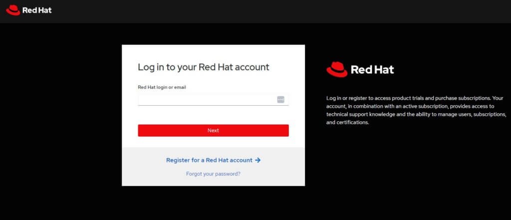 Login Red Hat account