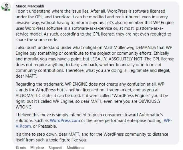 WordPress Automattic Ban Comment Facebook