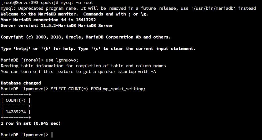 Database Load Query SPOKI