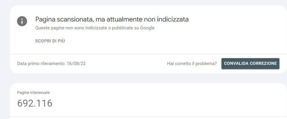 Page explorée mais actuellement non indexée