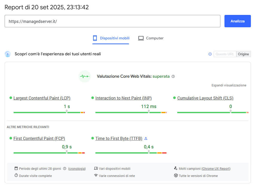 Serveur géré Core-web-Vitals