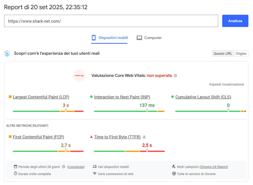 Éléments essentiels du Web principal SharkNET