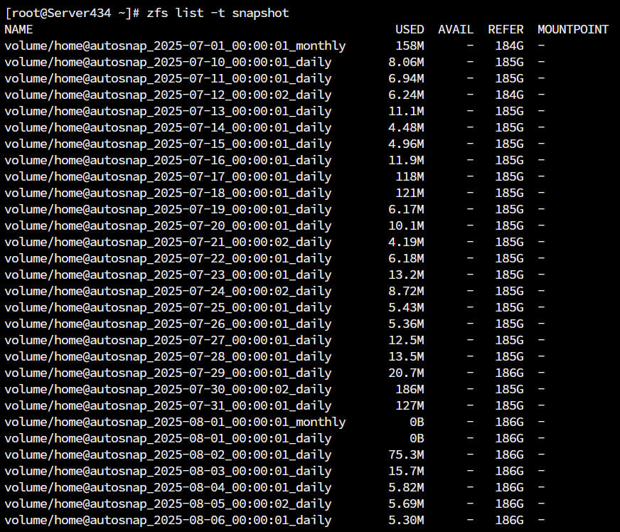 Lista-Snapshot-OpenZFS