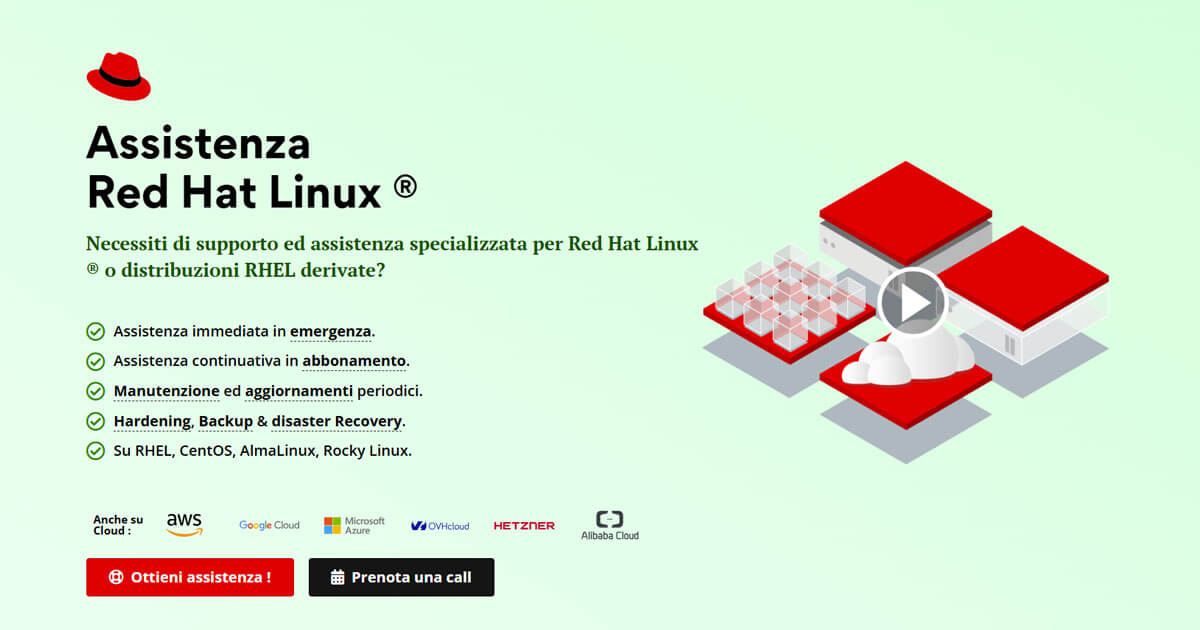 Linux Oracle Hat Assistenza Red Hat Linux RHEL