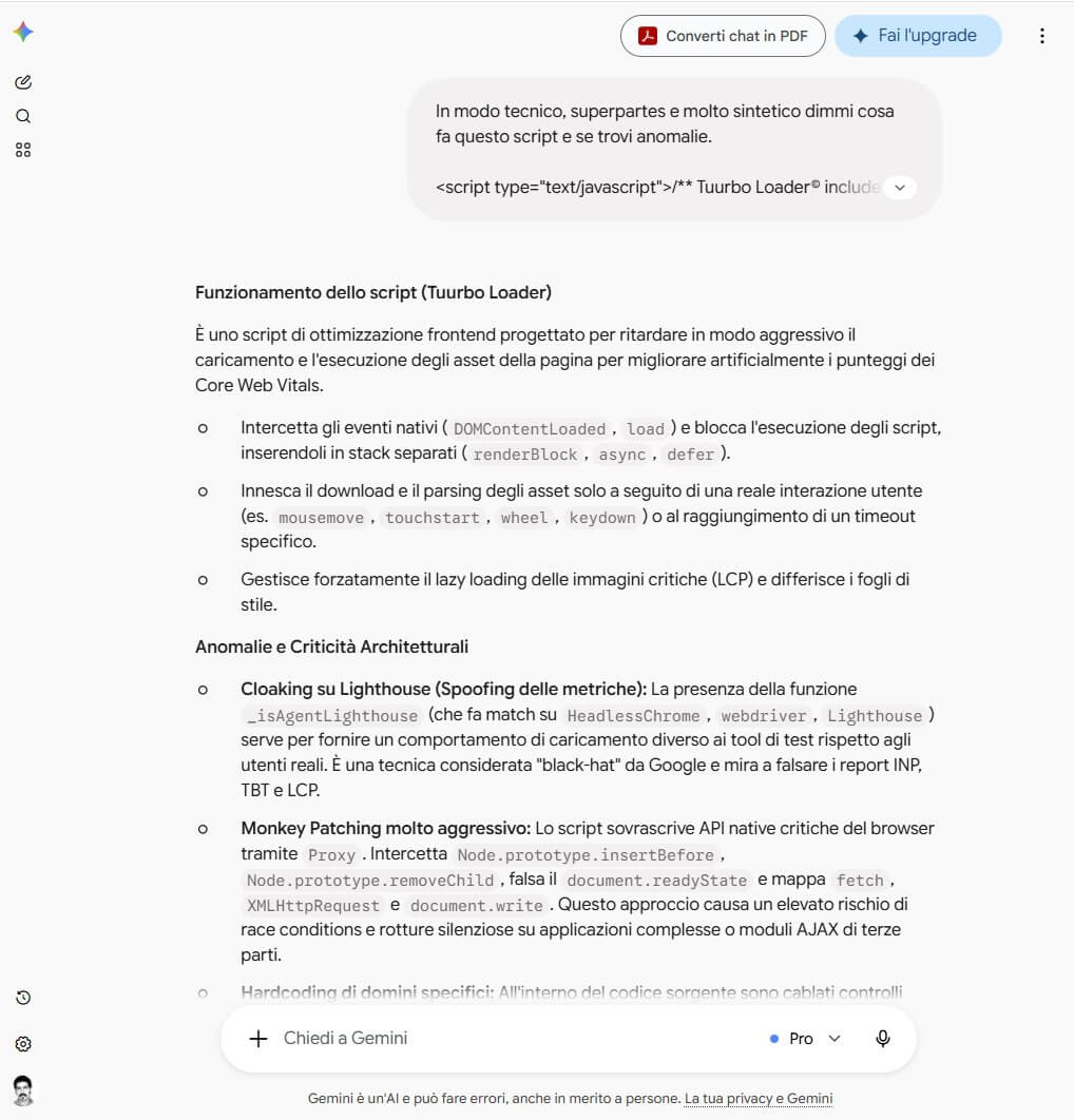 Analisi Tuurbo.ai by Gemini Google